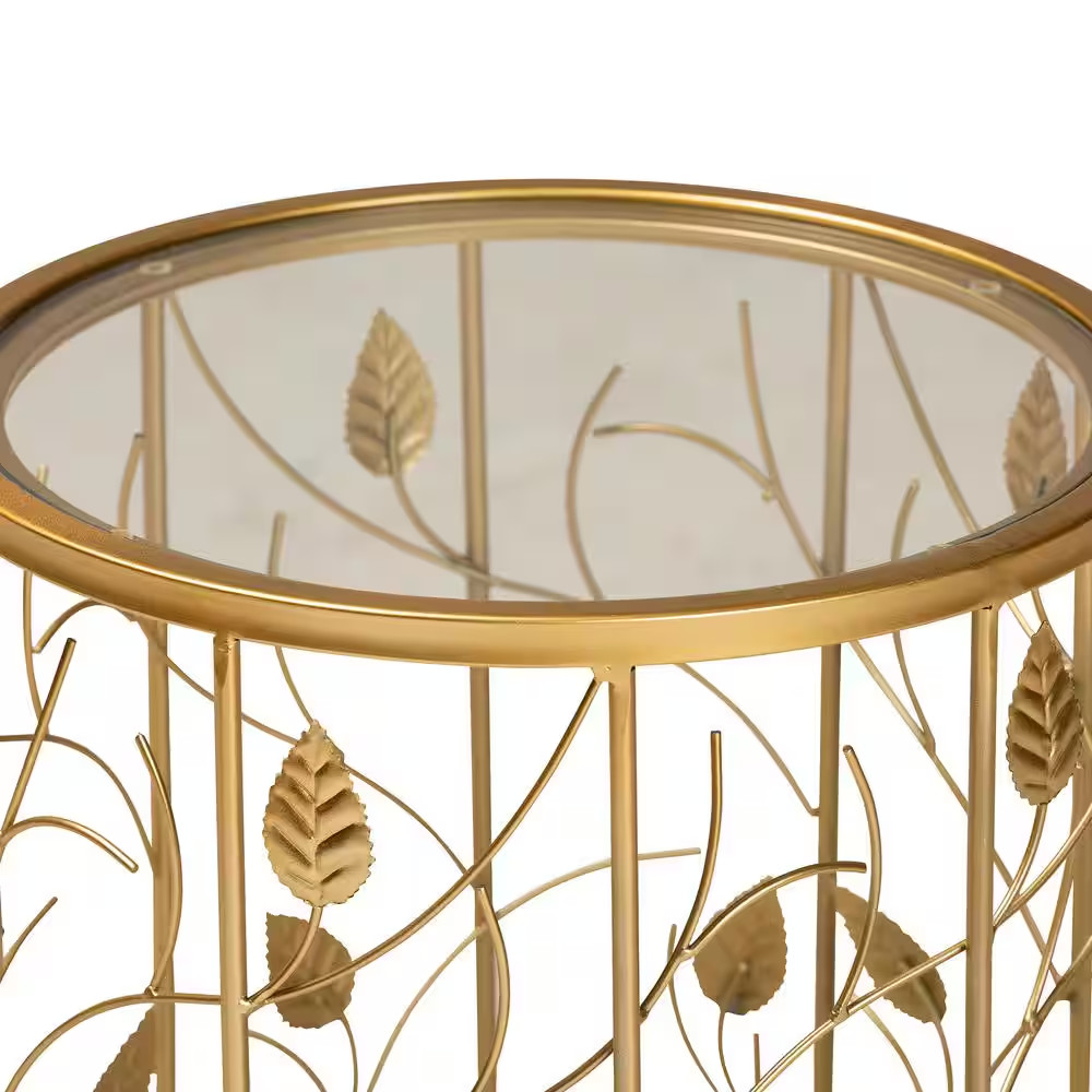 Anaya 15 In. Gold round Glass End Table