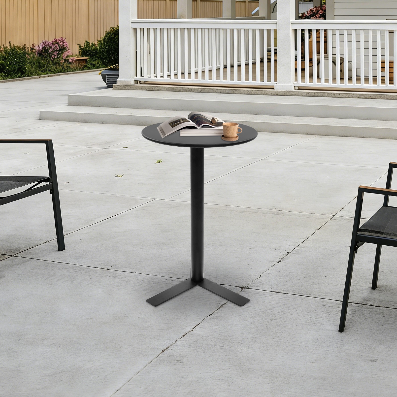 Black Round Side Table With Y-Shaped Base for Small Spaces and Modern Decor