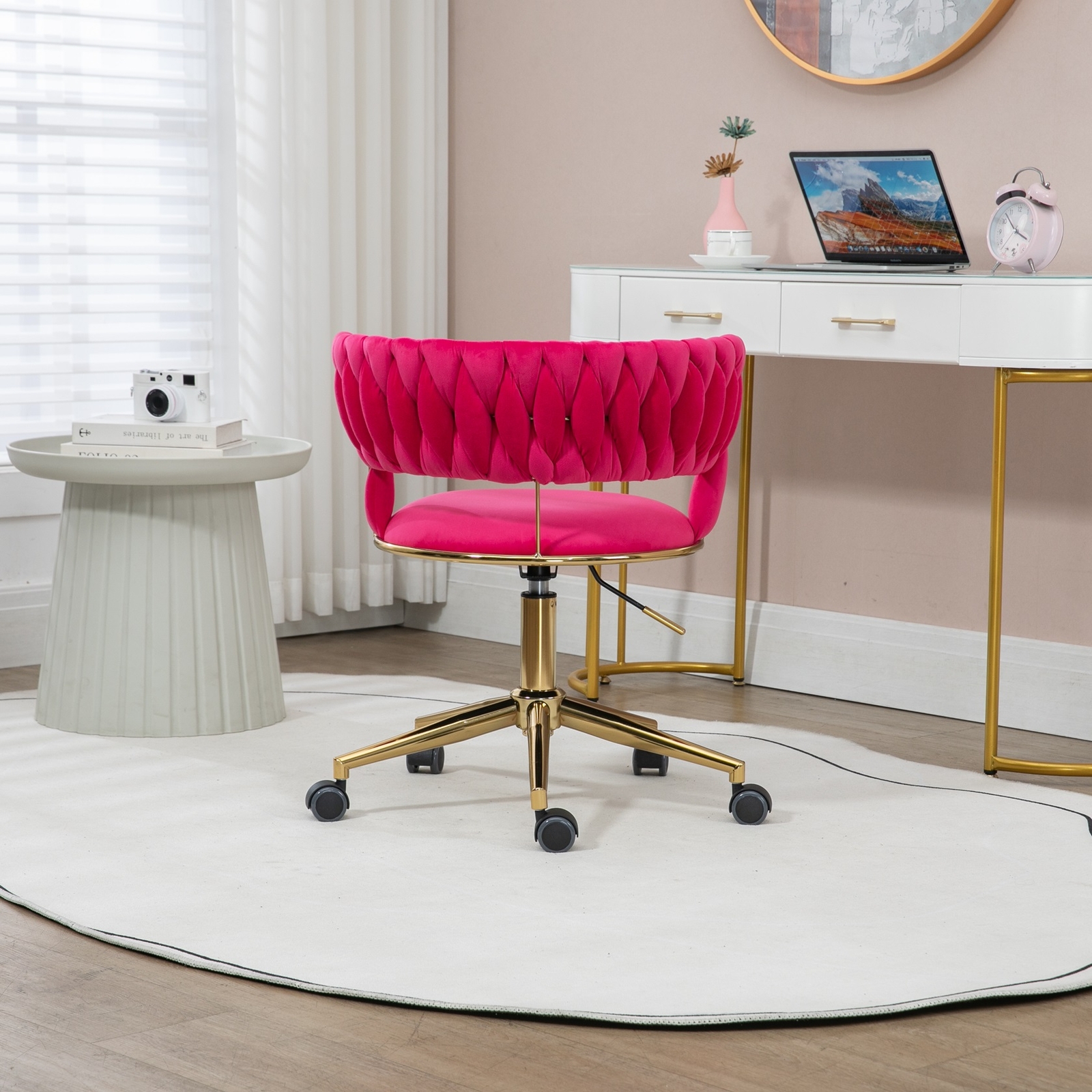 Home Office Desk Chair, Vanity Chair, Modern Adjustable Home Chair – Rose Red