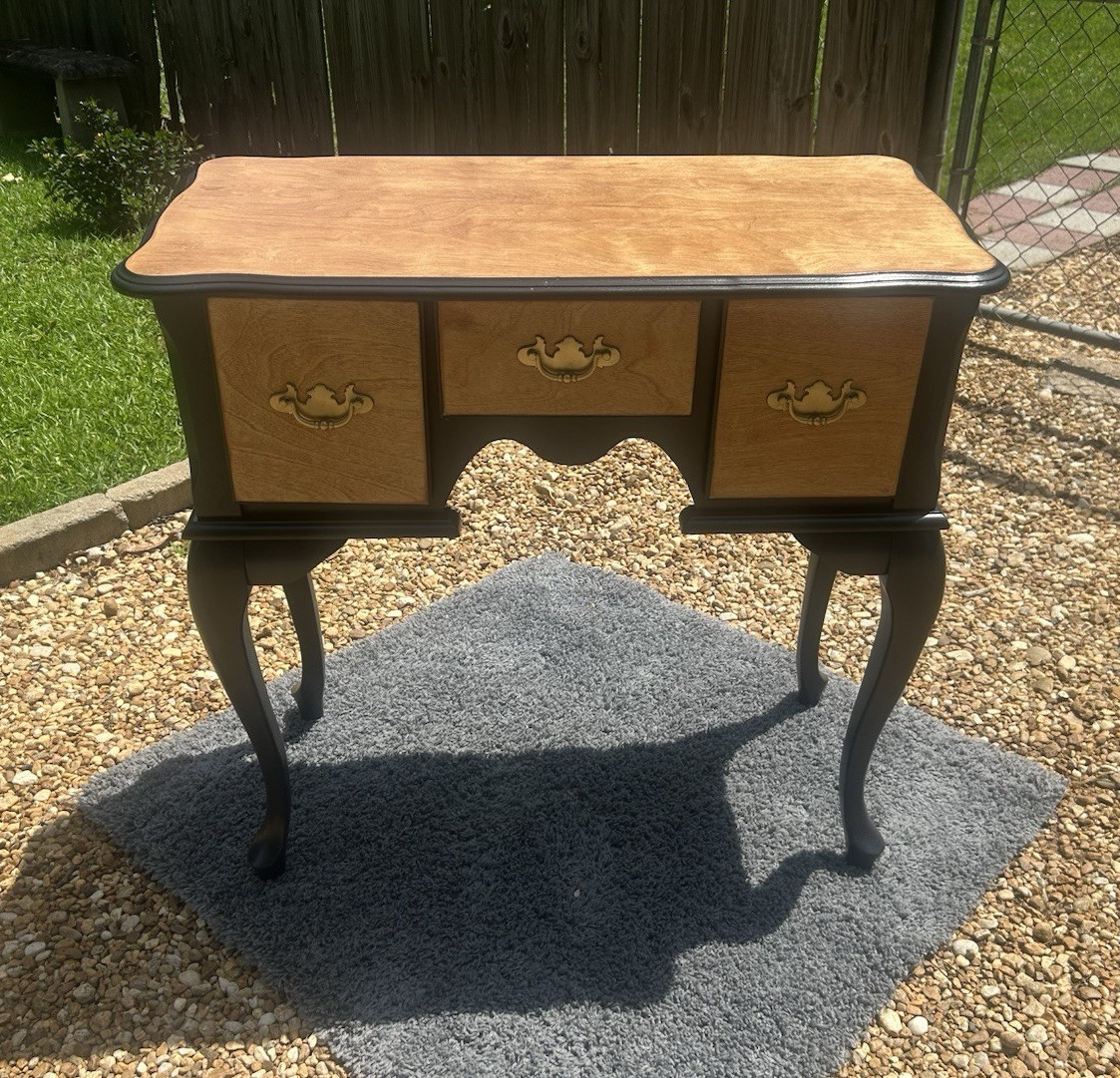 Black/Brown Two-Tone Wood Console Table 3 Drawers Bail Pull 32x17x31 in