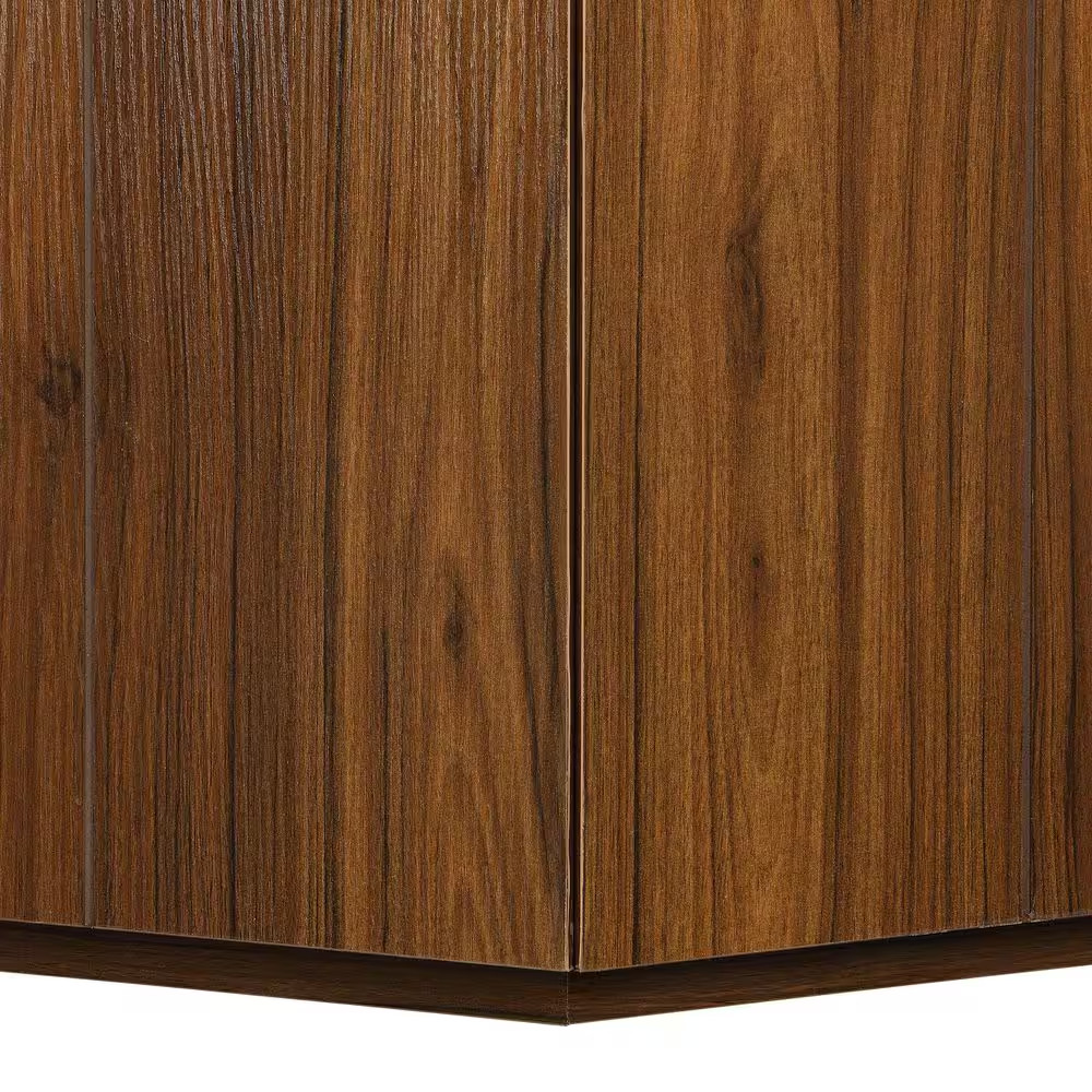 Judson Retro 31.5 In. Walnut and White Hexagon Faux Marble MDF Top Coffee Table