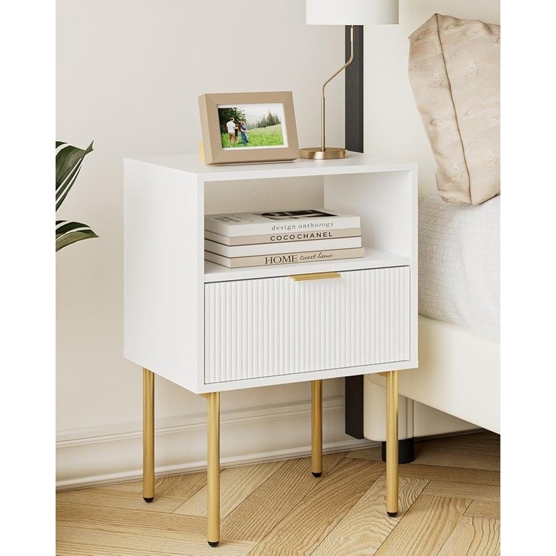 Compact Modern Nightstand Stylish Bedside Table W/ Drawer Bedroom Living Room US