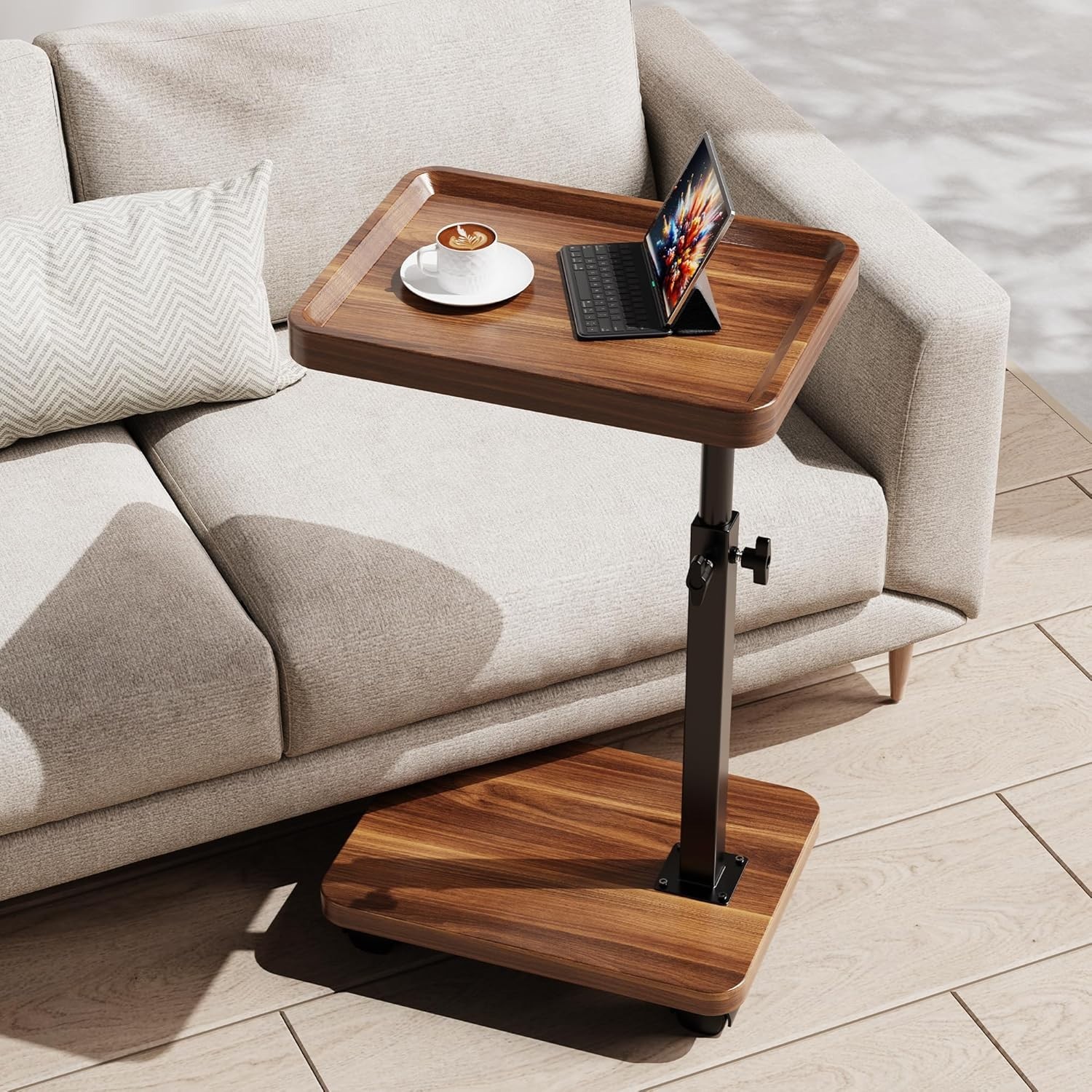 Versatile Swivel Side Table on Wheels – Ideal for Living Room & Bedroom Use