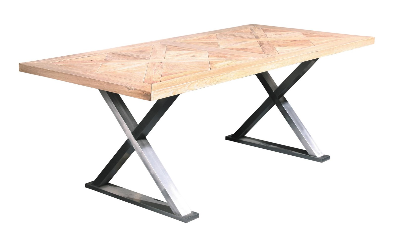 Reclaimed Elm Stainless Cross Base Restoration Contemporary Wood Dining Table