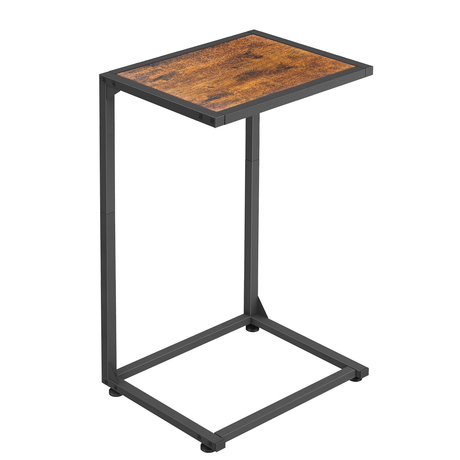 Rustic Brown C-Shaped Tables, End Table for Living Room Bedroom & Small Spaces