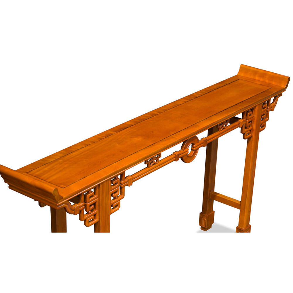 US SELLER – 72 Inch Natural Finish Rosewood Coin Design Asian Altar Table
