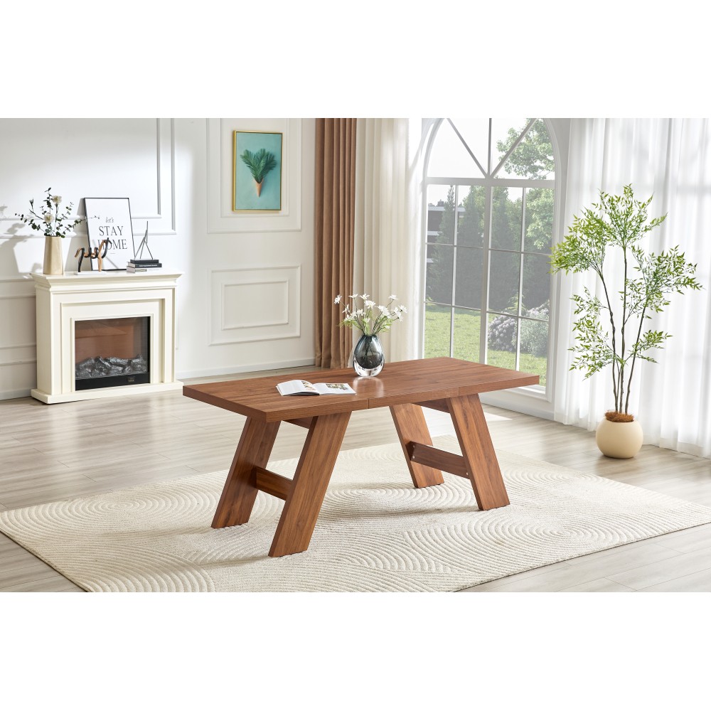 71×31.5inches Walnut Wood Grain MDF Splicing Rectangular Dining Table