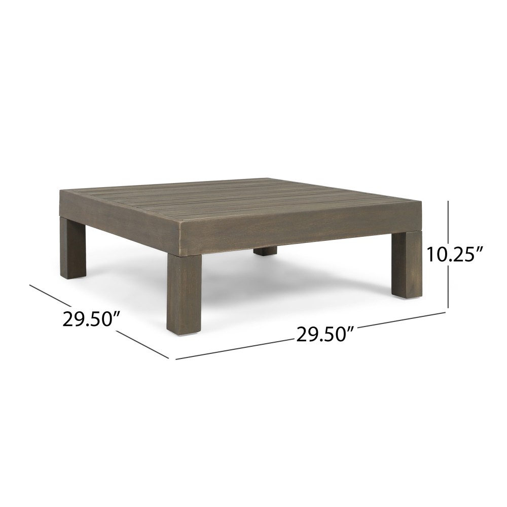 Grey Concrete Coffee Table Round Wood Base Modern Living Room