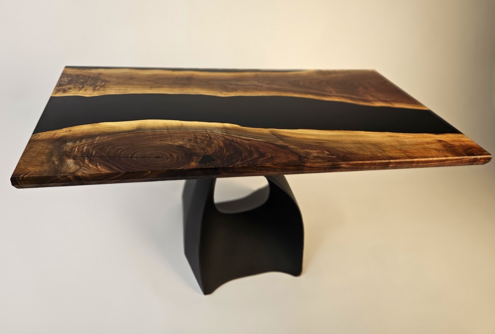 Black Walnut Epoxy Coffee Table | Live Edge River Table | Modern Metal Base