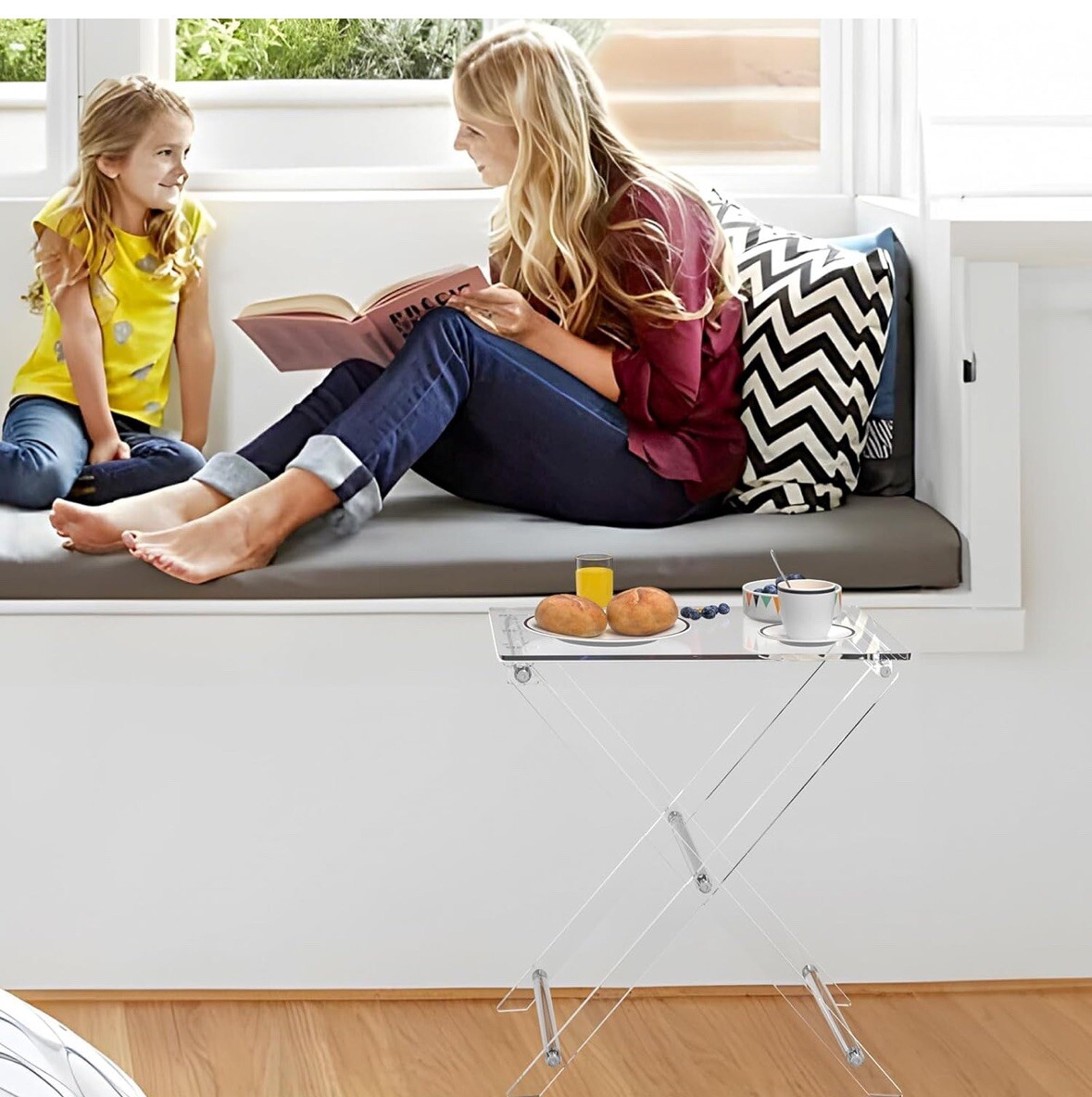 Acrylic Folding TV Tray Table Foldable Furniture Modern Small Desk Space