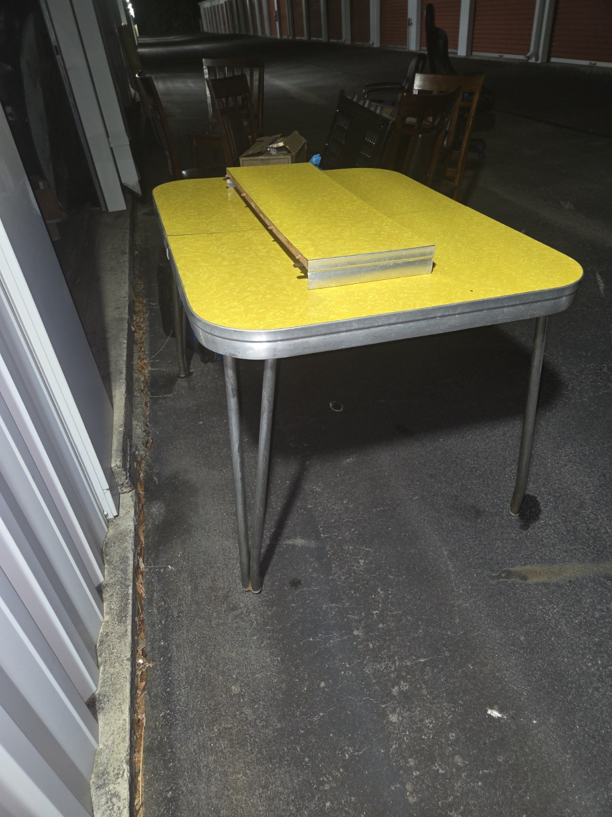 Vintage Retro Yellow Laminate Metal Dining Table Rectangular Kitchen Dining Room