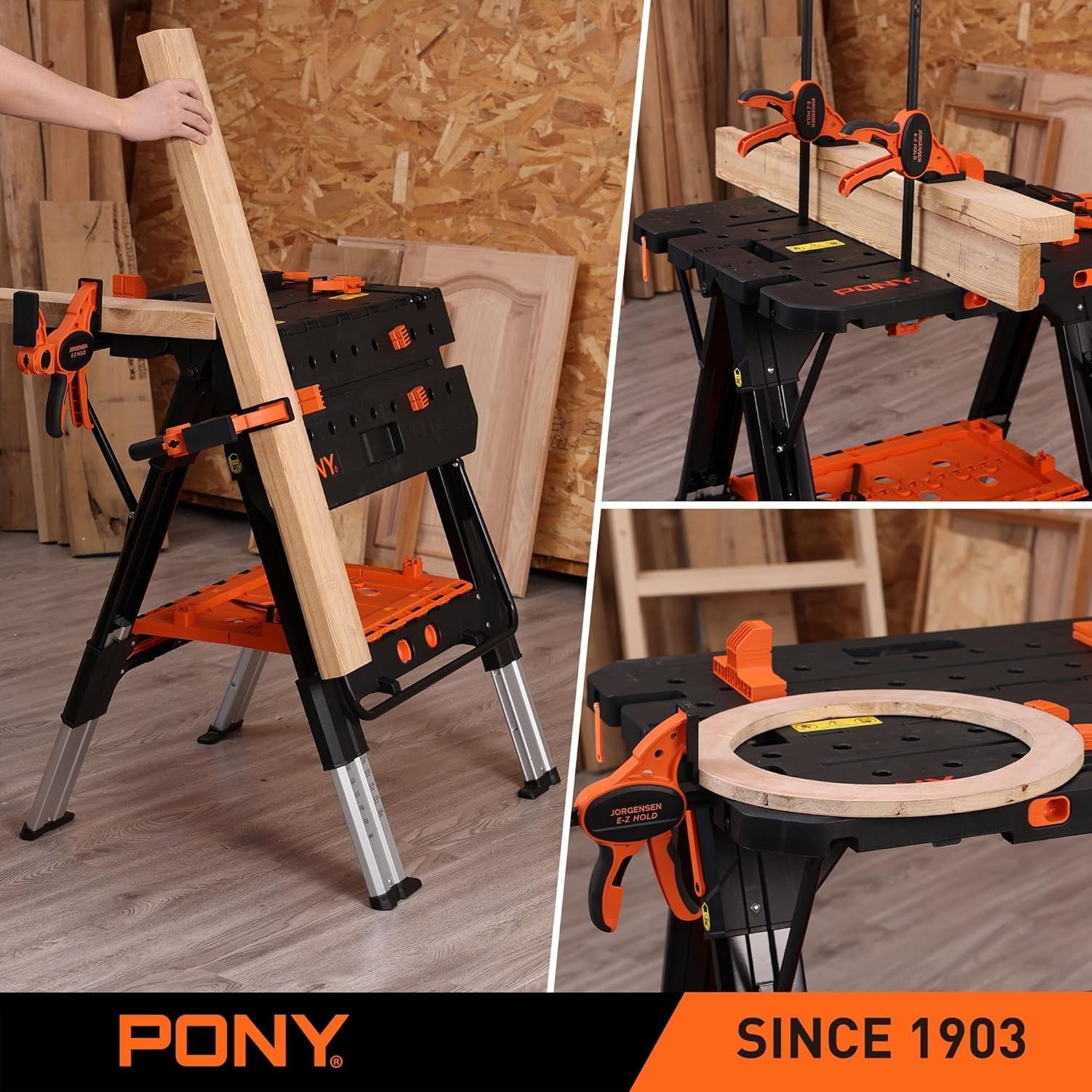 Aluminum Height Adjustable Workbench and Sawhorse, 500-1000 lbs Load Capacity