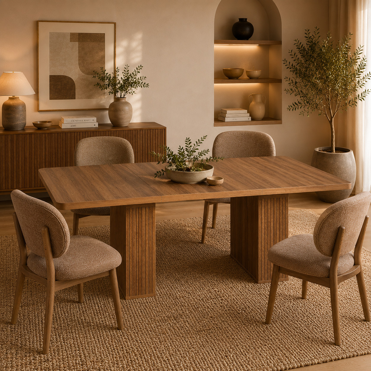 Expandable dining Table with Storage Minimalist Dining Table for 6-10 People