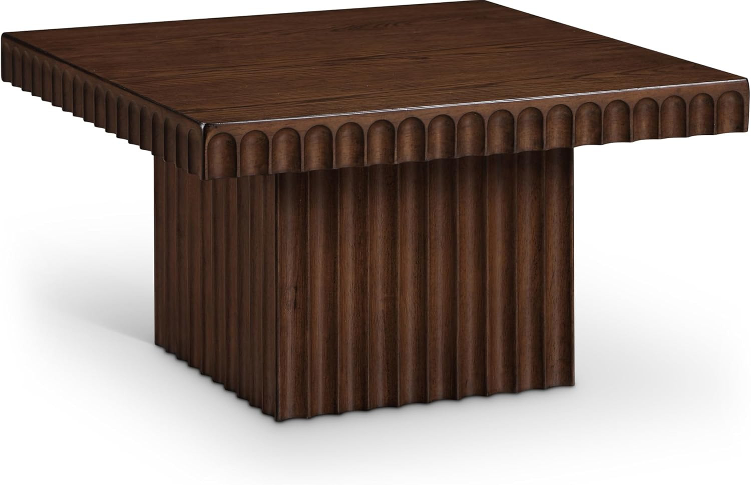Spencer Art Deco Coffee Table – Rich Brown Walnut Finish, 21″ x 21″ x 12