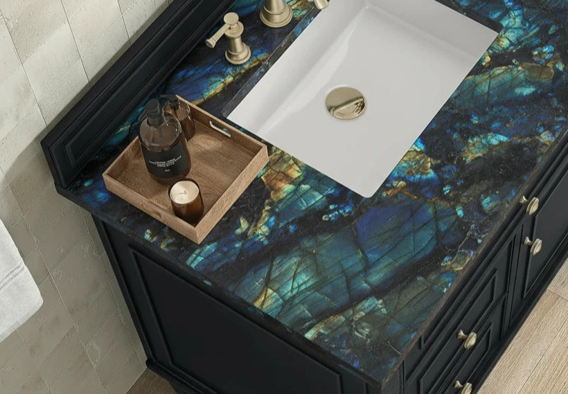 Blue Labradorite Stone Bathroom Vanity Top Slab Handmade for Home Decor