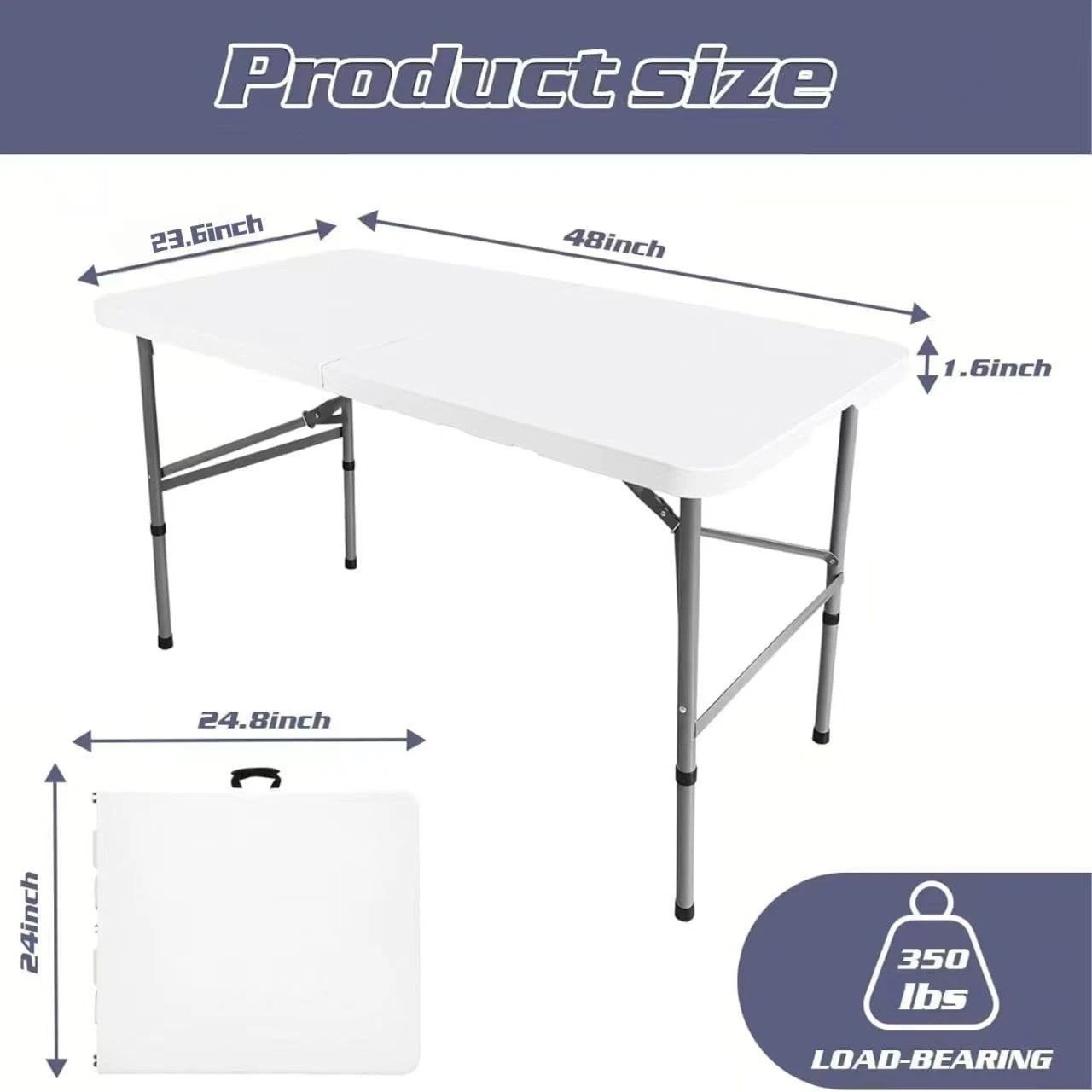 Portable 4FT Folding Table – Heavy-Duty White Utility Table for Outdoor Events