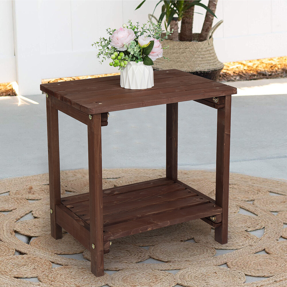 Rectangular Wood Side End Table Light Brown