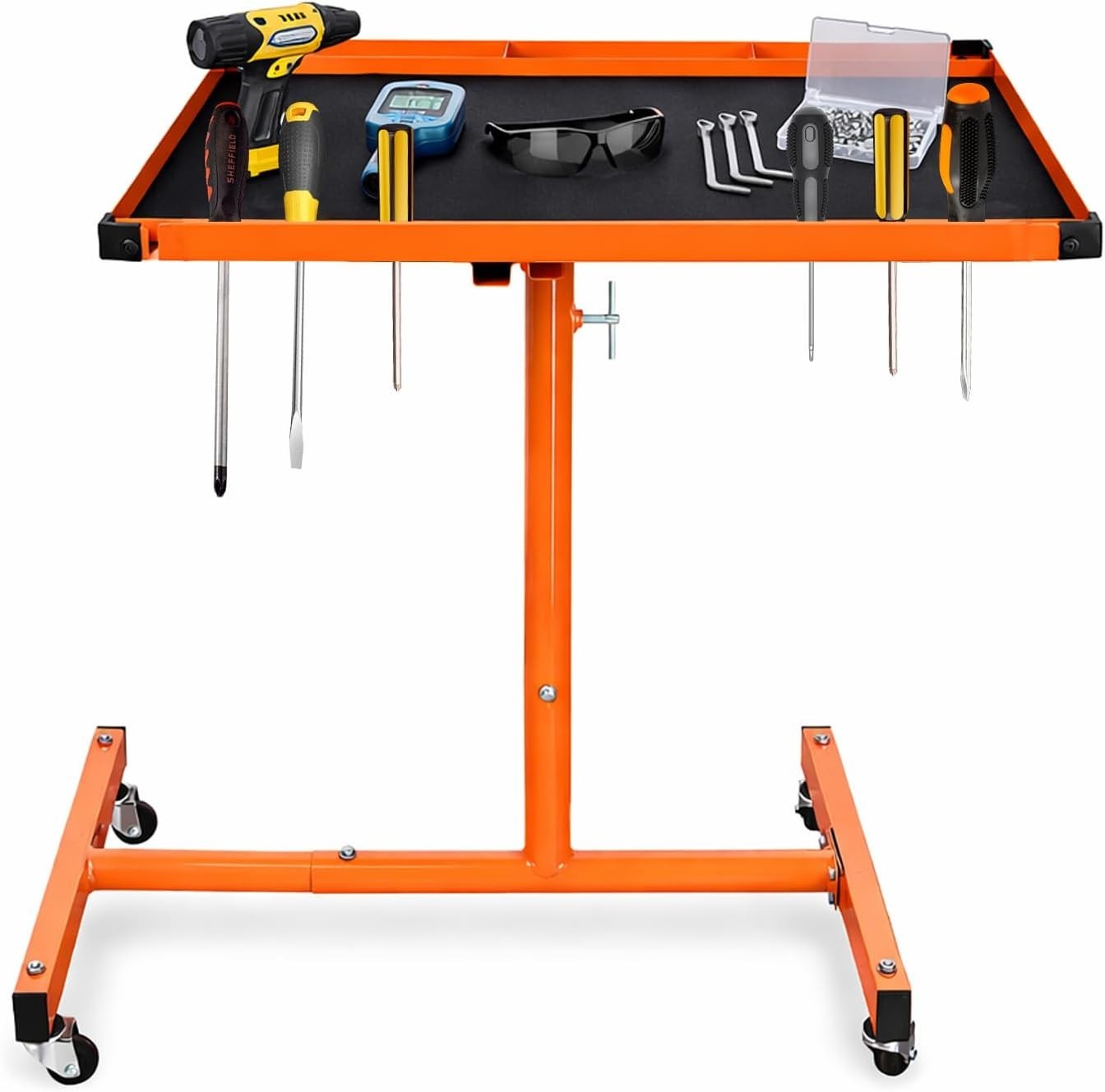 Mechanics Rolling Work Table, Adjustable Mobile Tray Table for Shop, Garage, …
