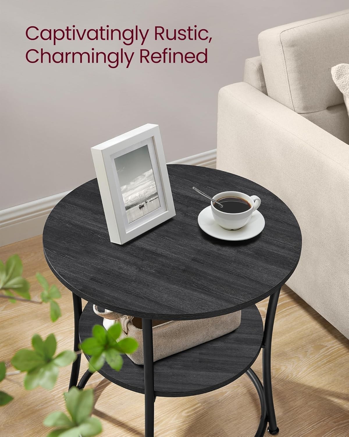 Modern 21.7-Inch Round Side Table – Quick Assembly & Stylish Design for Any Room