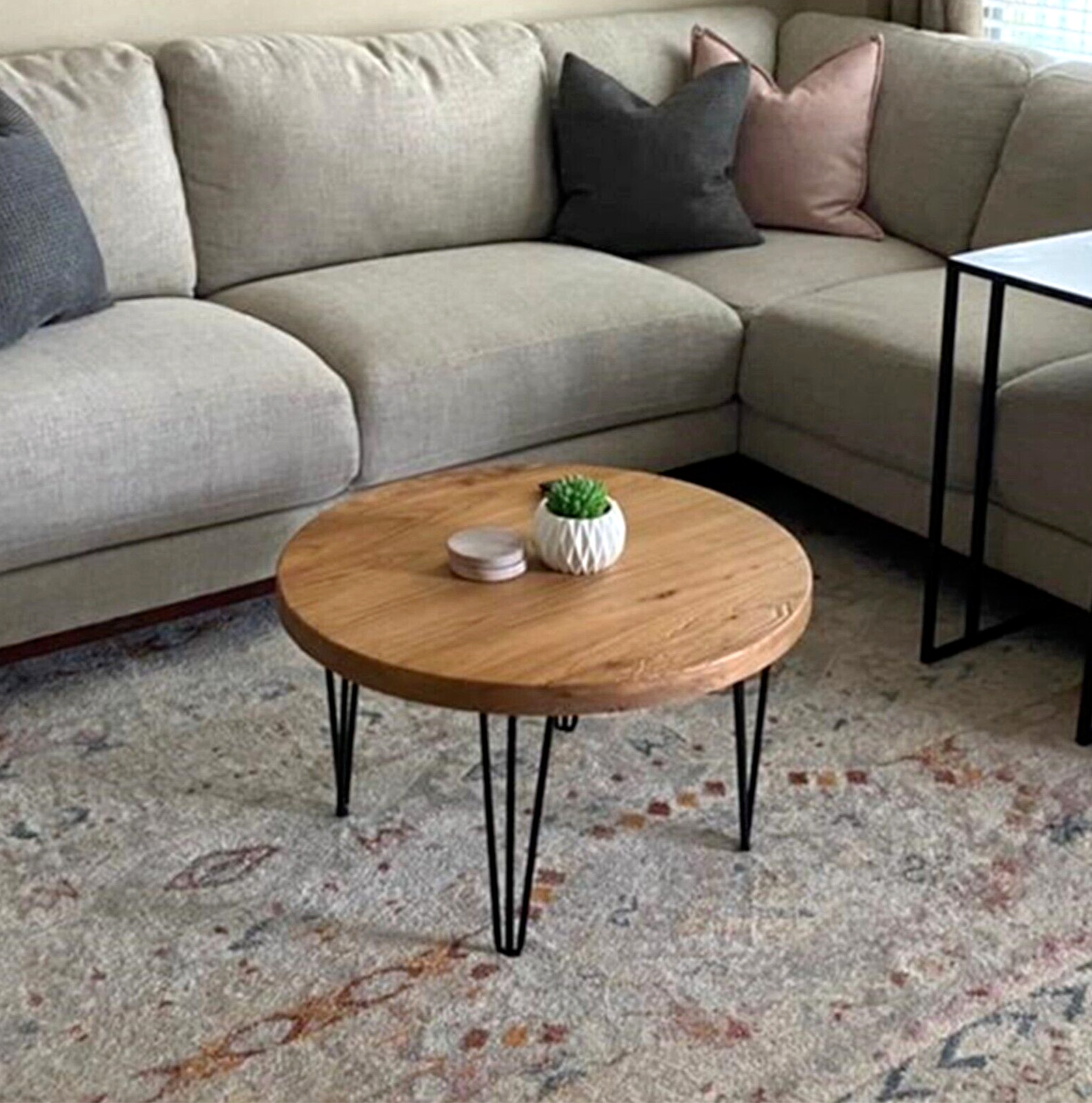 Rustic Round Old Elm Wooden Coffee Table Home Furniture for Living Room Decor