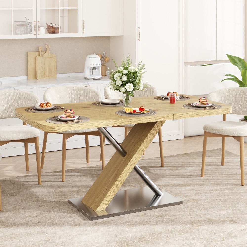 47.25”-63”Modern White Glossy Dining Tablefor4-6People Extendable Dining Table
