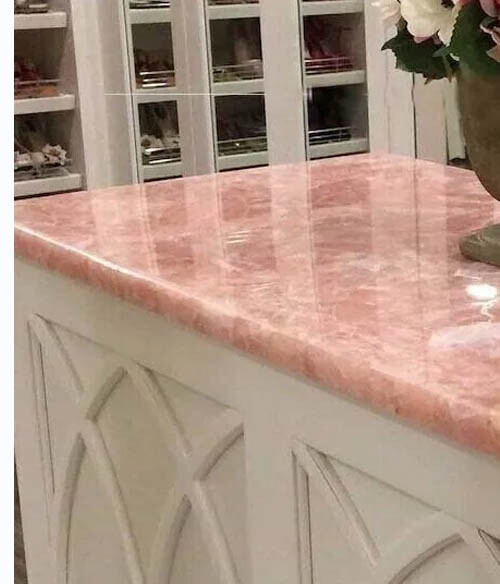 Pink Rose Quartz Dining Table, Rose Quartz Coffee Table, Quartz Counter Top Deco