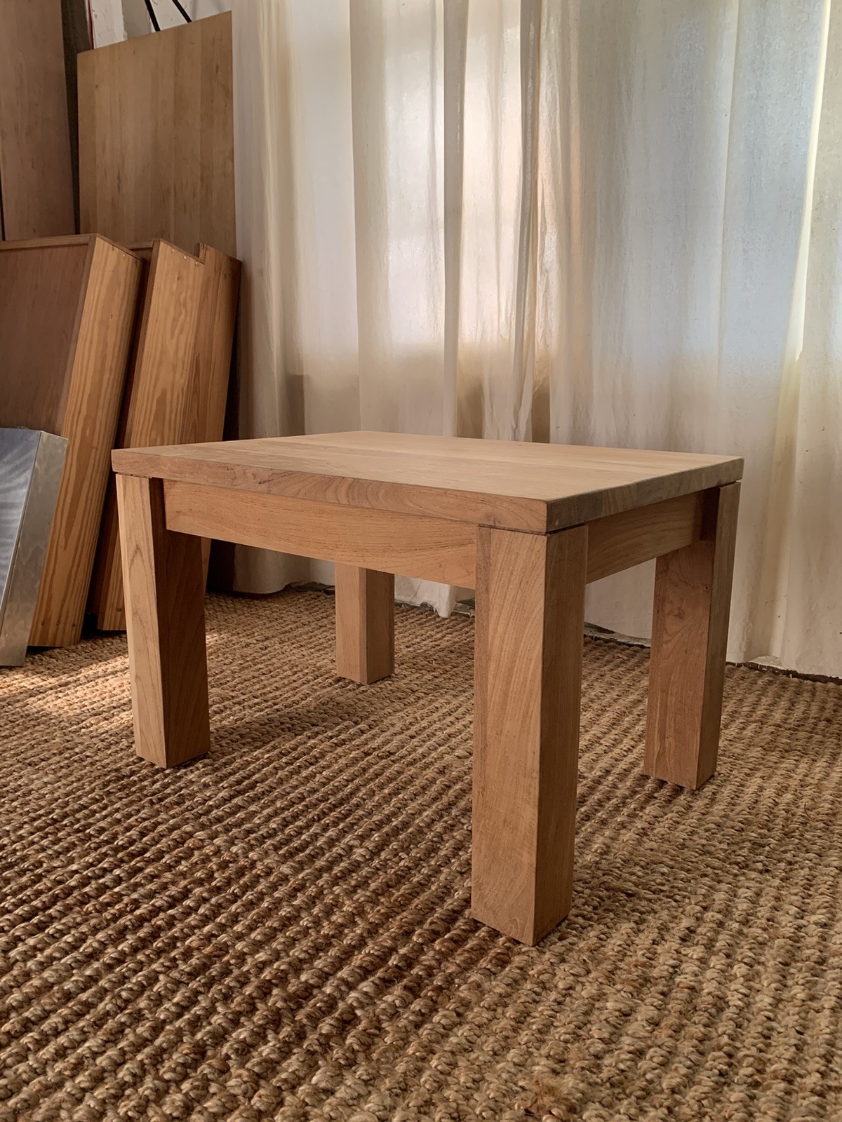 Vintage Crate and Barrel Solid Wood Teak Side Table – Raw Unfinished 2010’s