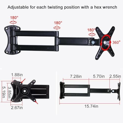 Floating Nightstand Rotatable Brackets,Small Round Side Medium-15.7 in-1pcs