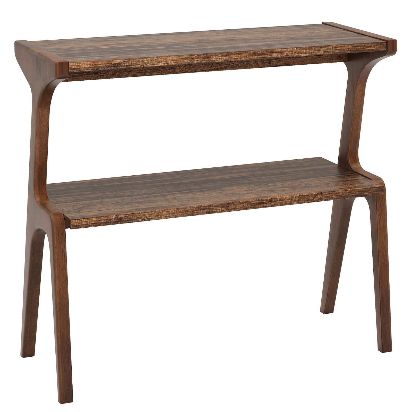 Solid Wood End Table, 2-Tier Side Table with Storage Shelf for Living Room,Brown