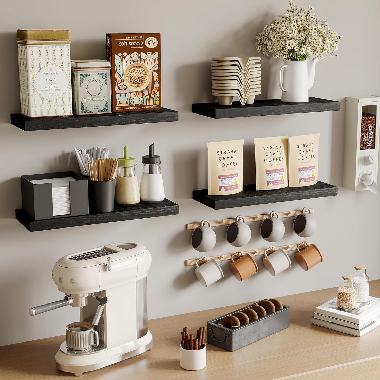Fixwal Floating Shelves for 15.8 inches x 5.5 x 1.2 inches, Black