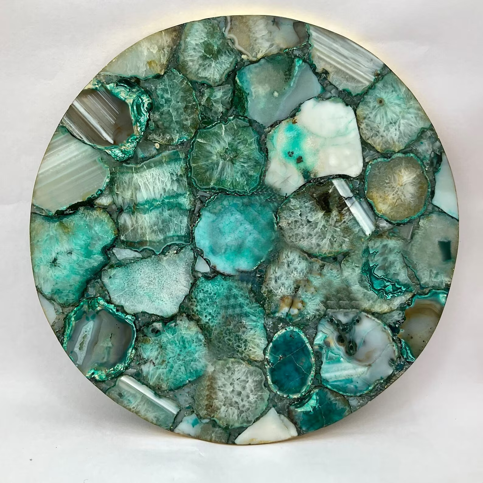 18″ Agate Round Table Top Natural Stones Work Home Decor