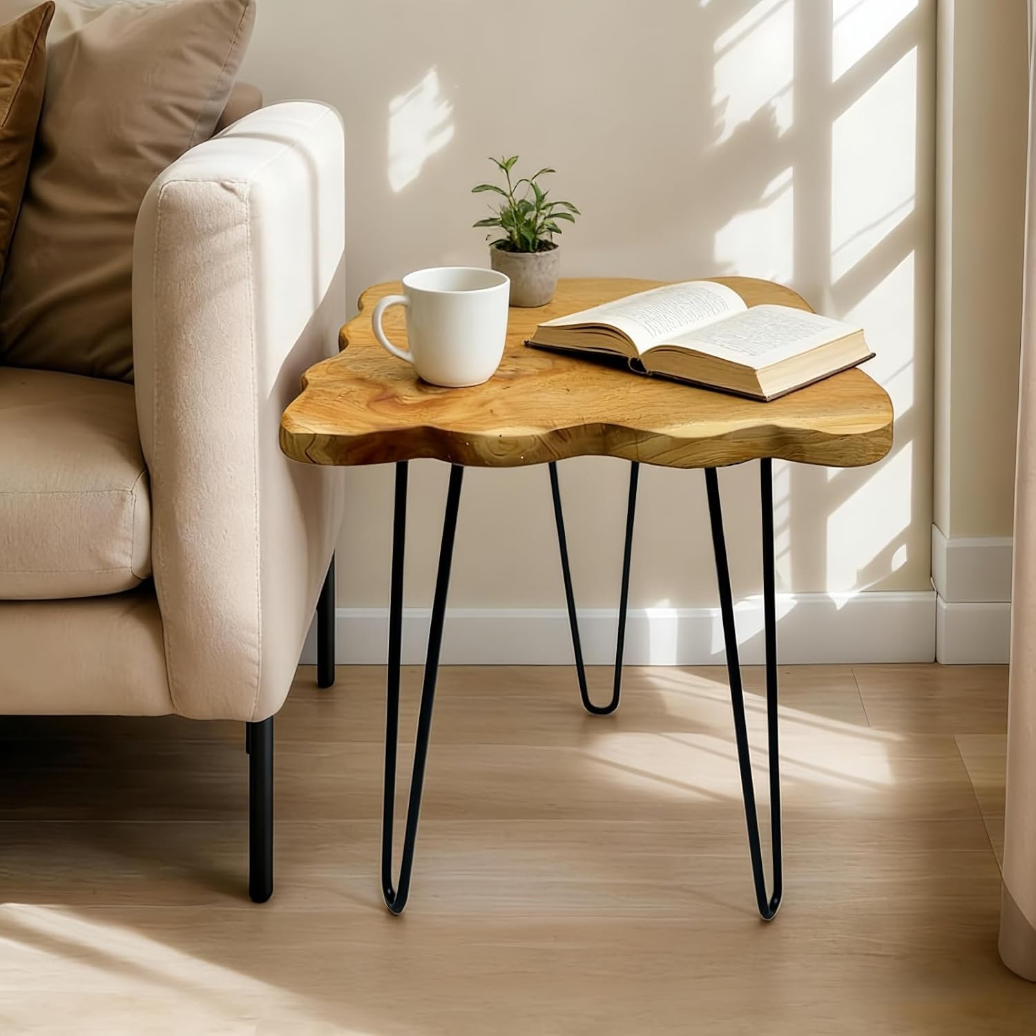 Live Edge Cedar End Table 20″ x 14″ x 20″ Small Side Table Natural Wood Slab