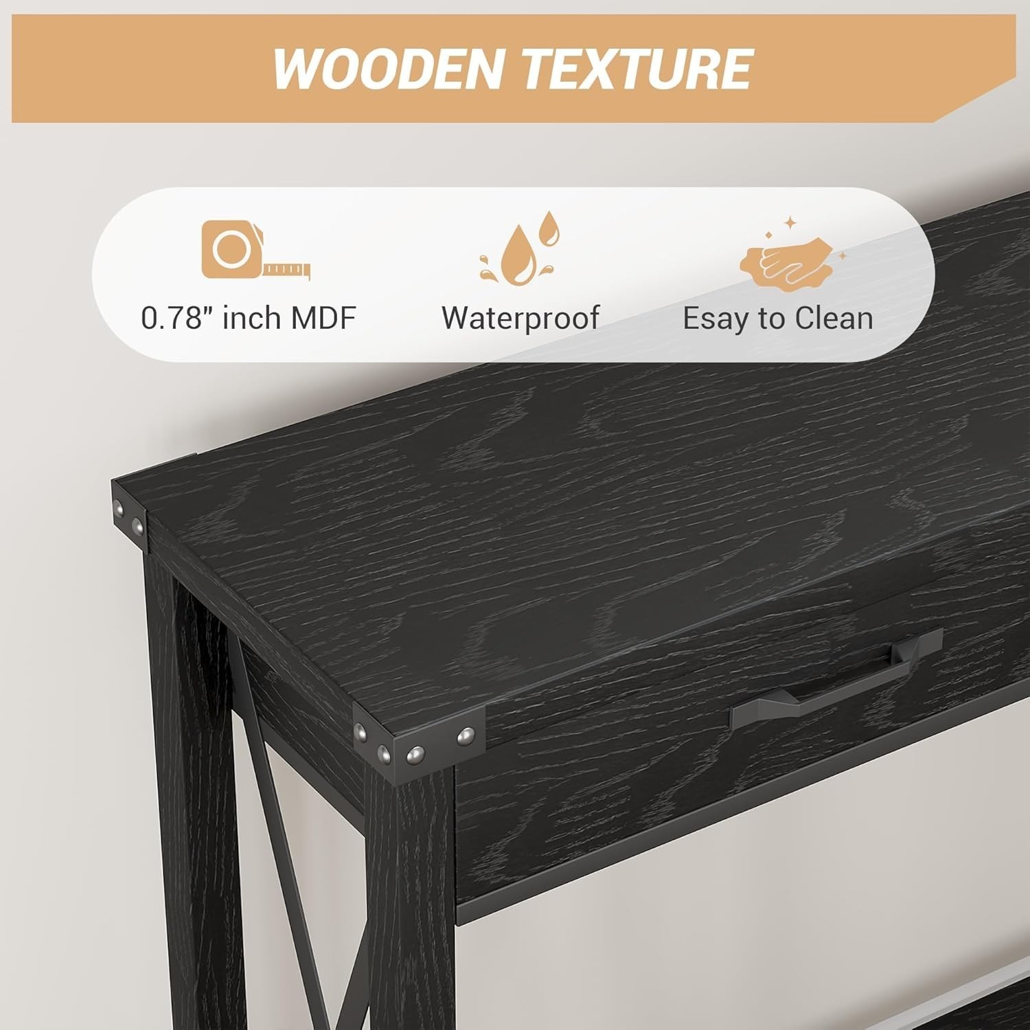 Console Table Open Shelf Accent Entryway Narrow Behind Sofa Table with 2 Drawer