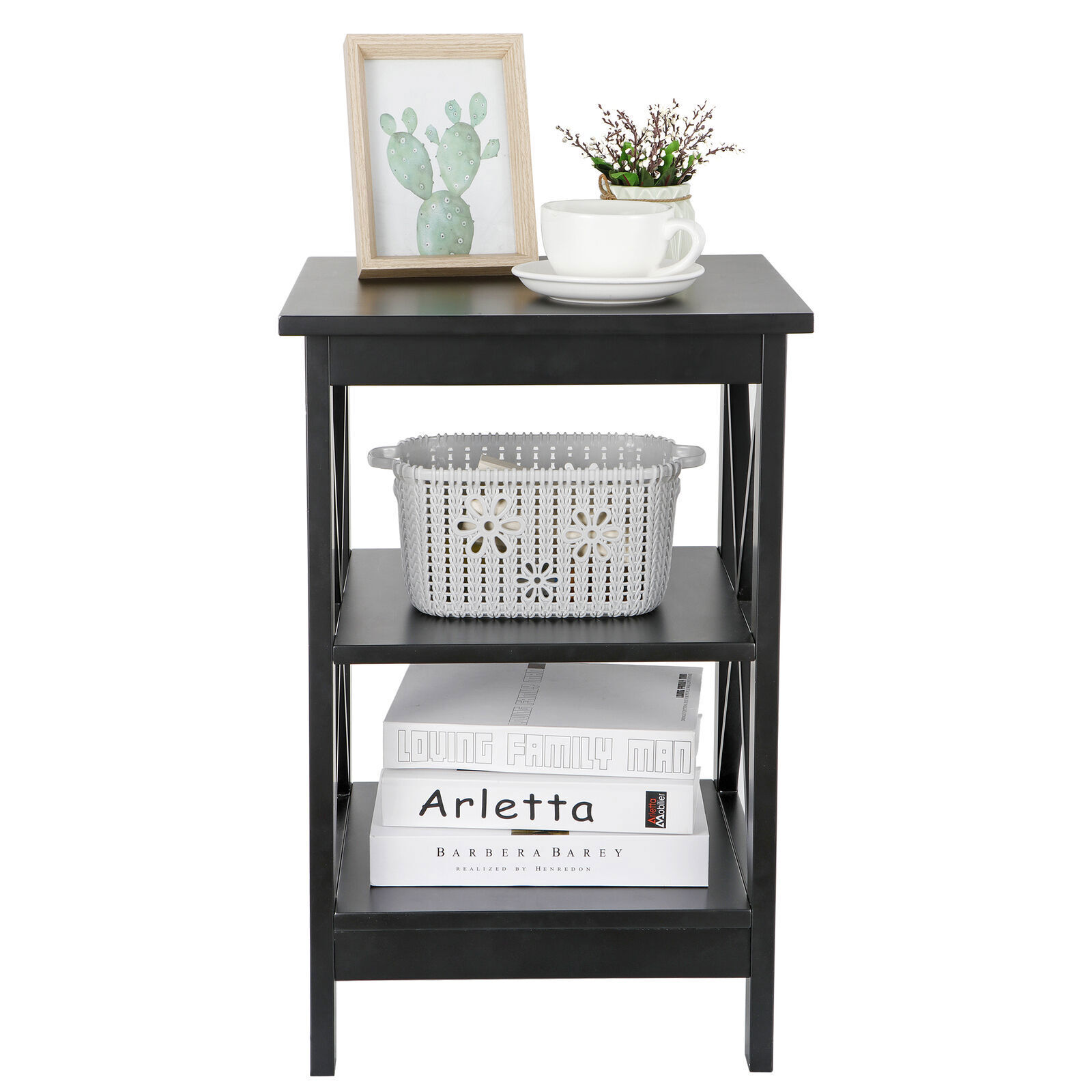 2PCS 3 Tier End Table Beside Sofa Table Saving Space for Bedroom Living Room