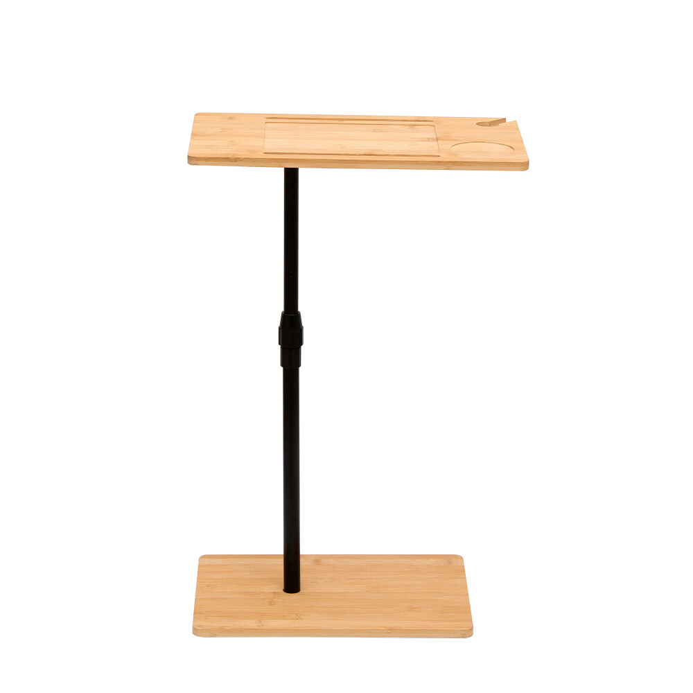 C-Shaped End Table for Couch Arm Side Table with 360° Rotating Height Adjustable