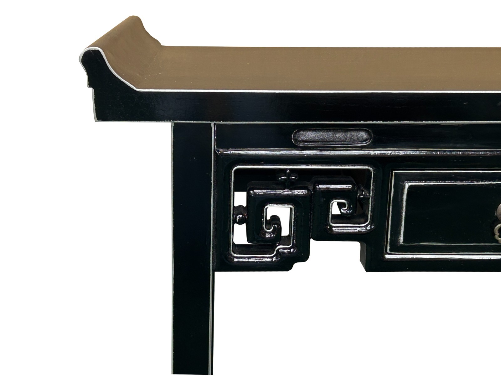 Chinese Black Lacquer Tall Shrine Offering Altar Console Table GB031