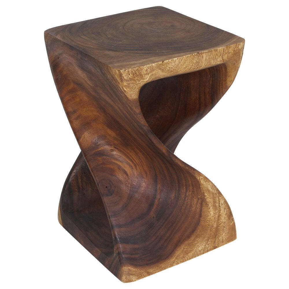 Haussmann Wood Twist End Table 15x15x23 in Height Walnut Oil