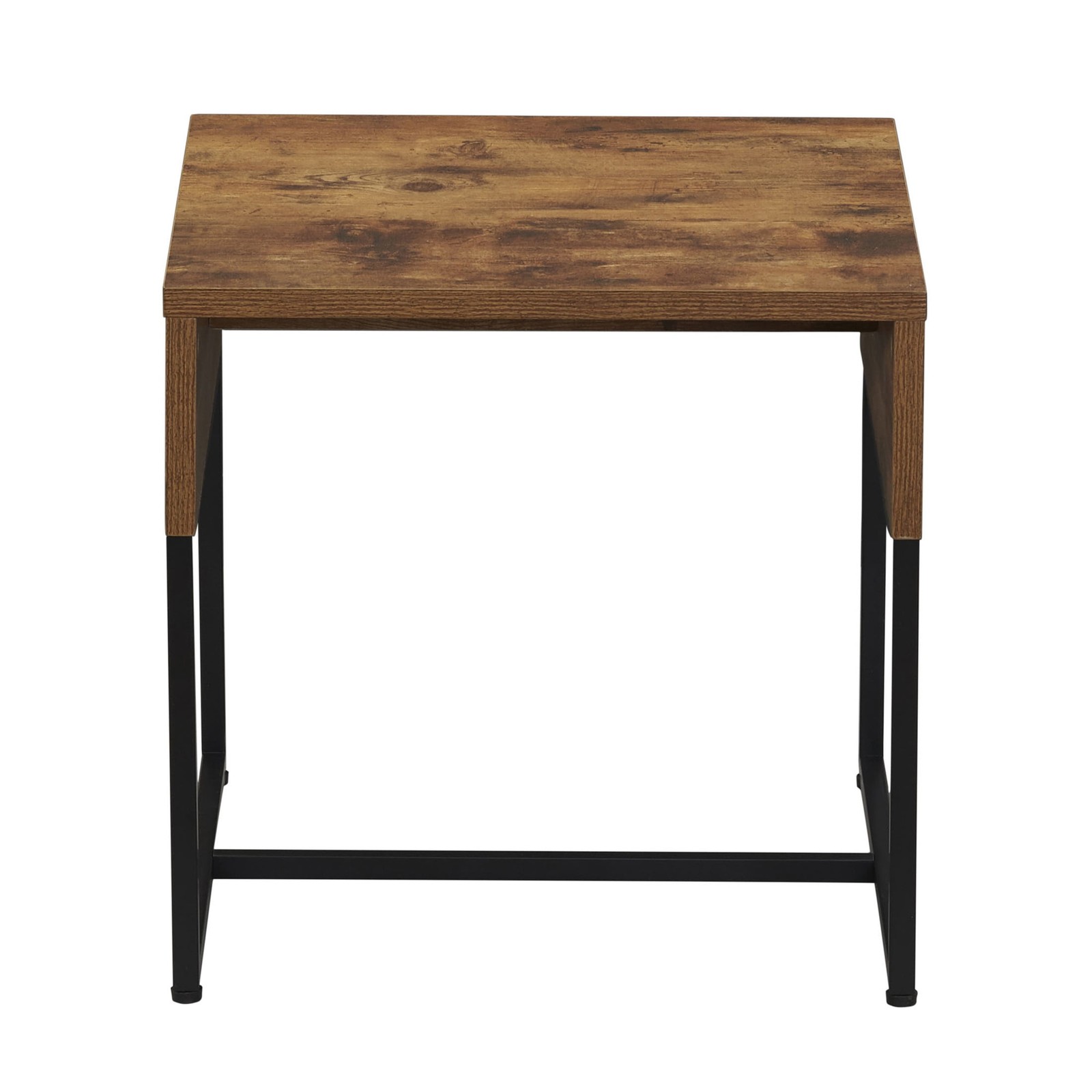 Night Stand Side End Table Bedroom Living Room Rustic Wood Grain & Black Metal