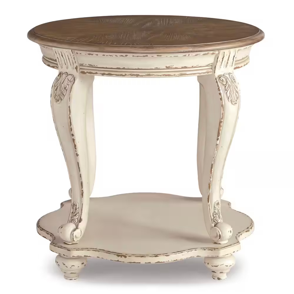 Realyn 26 In. 2-Toned round Wood End Table