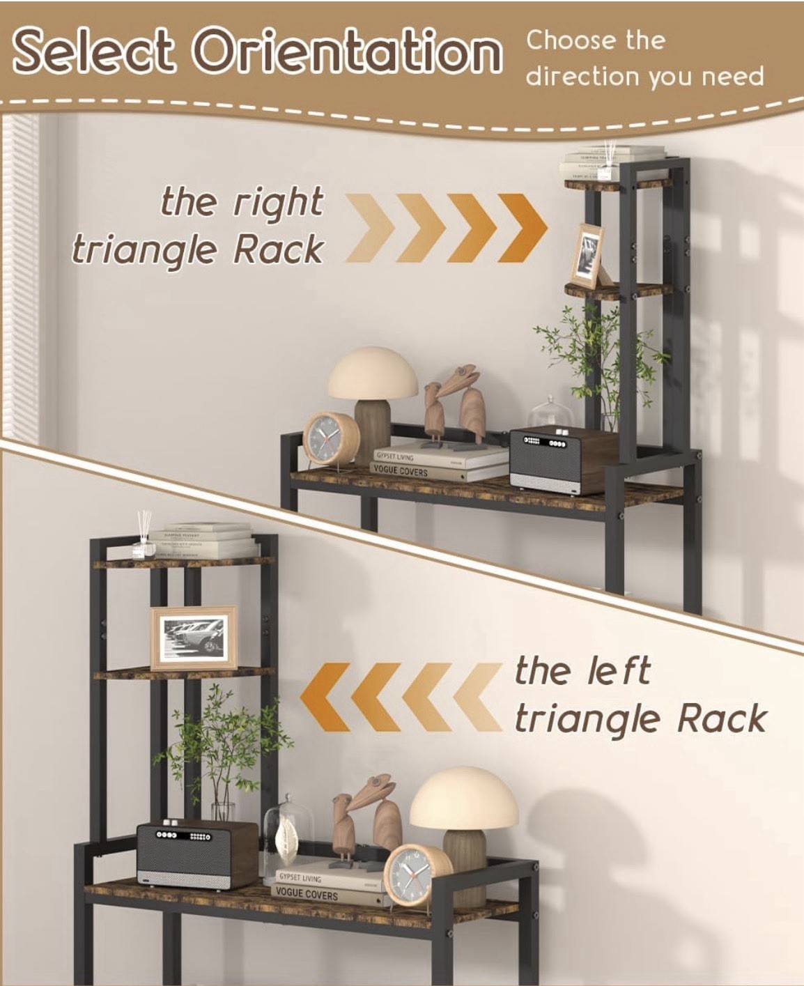 Console Table w/ Open Shelving & Adjustable Feet, Brown/Black 55.5in H