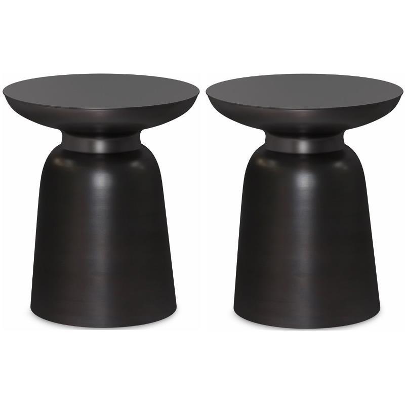 Home Square 2-Piece 17 ” Metal Accent Side Table Set in Antique Copper