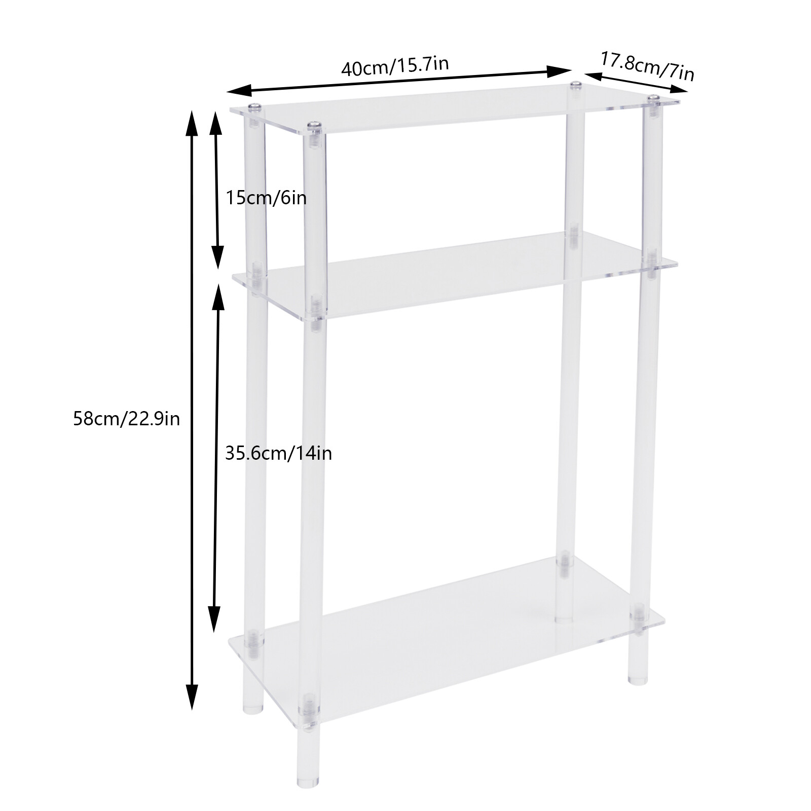 Acrylic Narrow Side Table，7″ Wide Skinny Nightstand/Bedside，Slim Small End Table