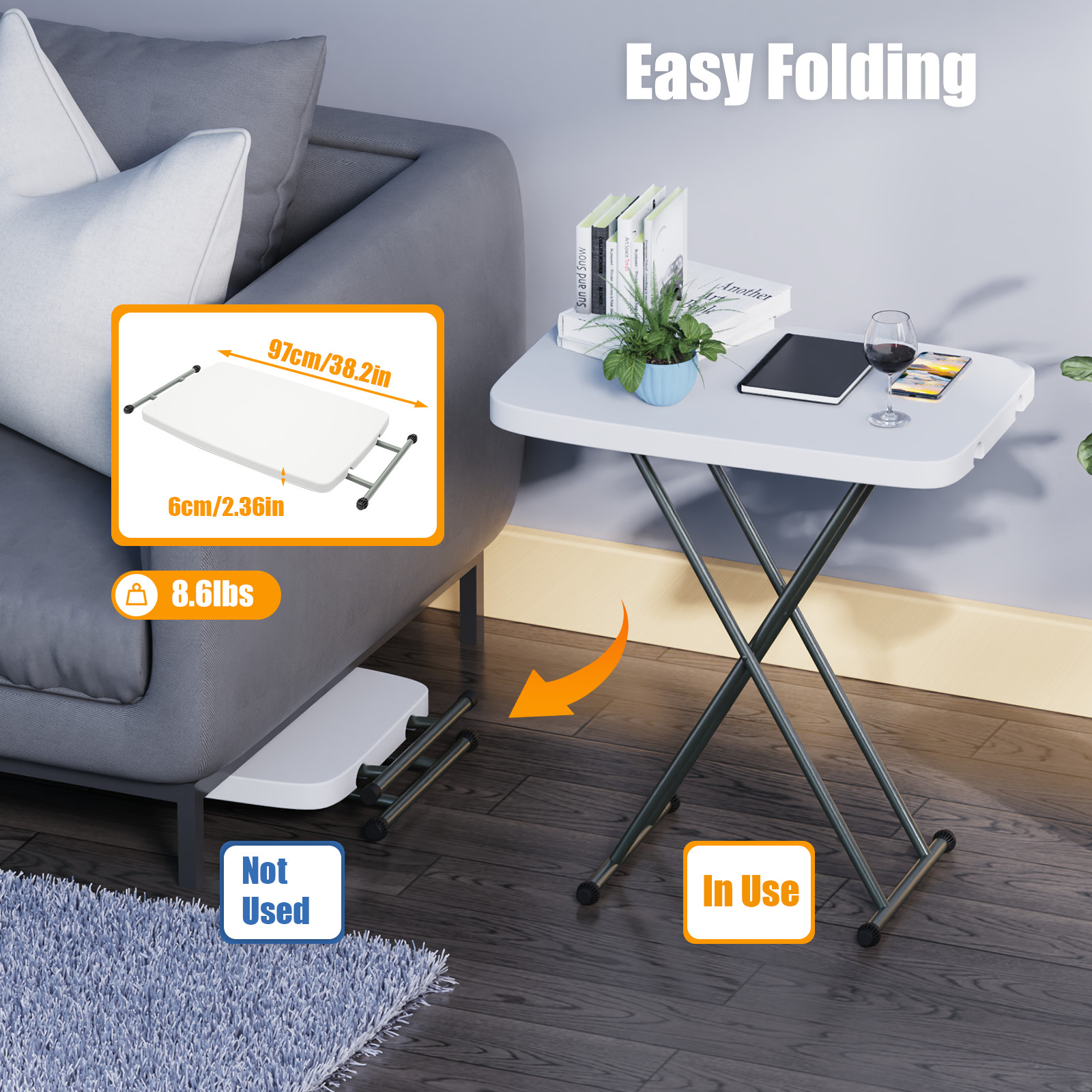 Portable Indoor Outdoor Folding Table Picnic Adjustable Height Camping Table
