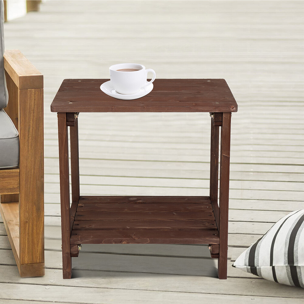 Rectangular Wood Side End Table Light Brown