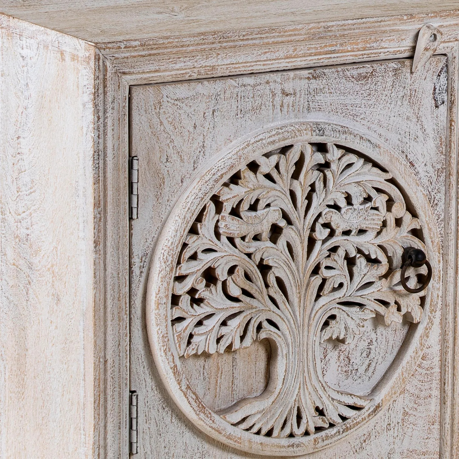 Artisan Handmade Bedside Table Solid Wood Hand Carved 19.7 × 15.7 × 27.6 inches