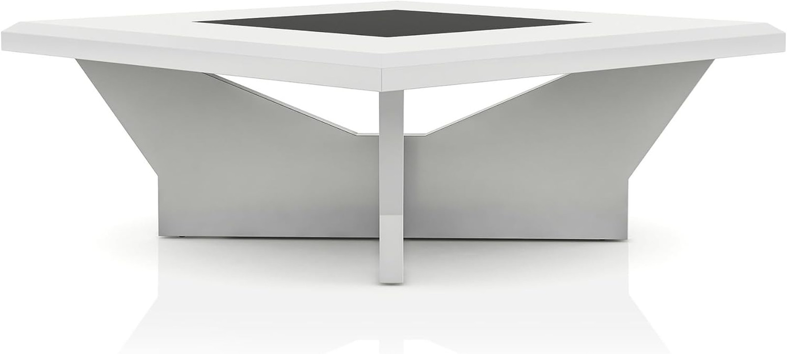 Alisha-Mae Modern White Coffee Table with Geometric Base for Any Room