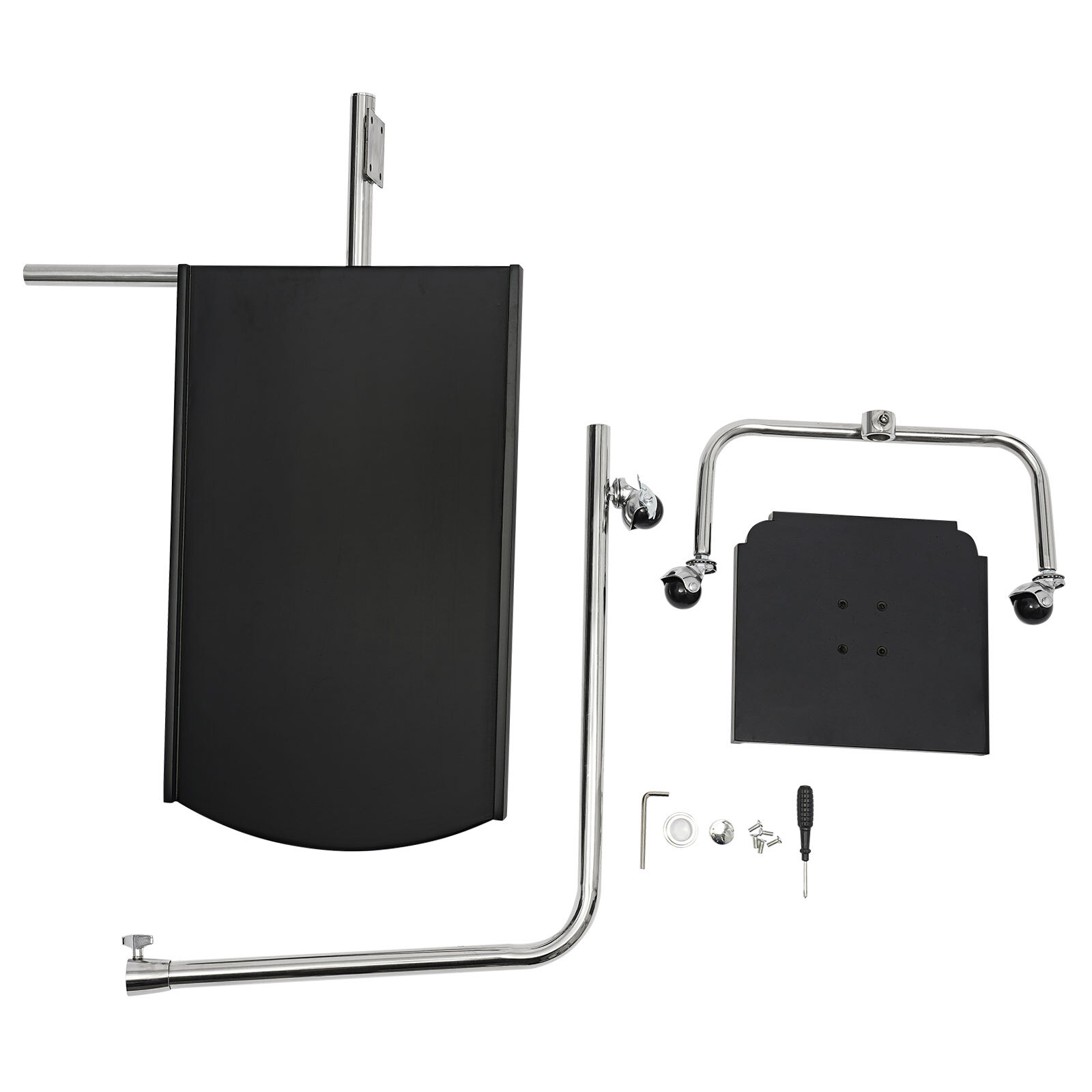 Modern Black Free-standing Adjustable Wood Swivel Tray Table w/ Ergonomic Stand