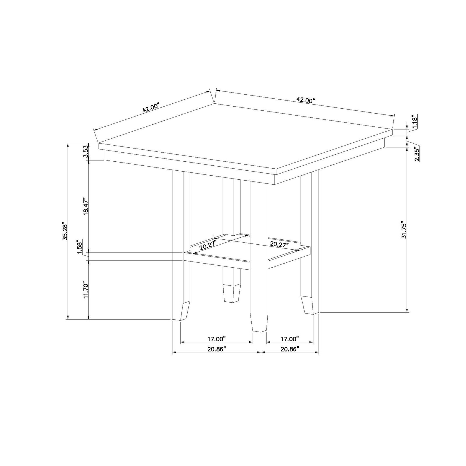 Transitional style bar counter – natural color, square shape, marble surface