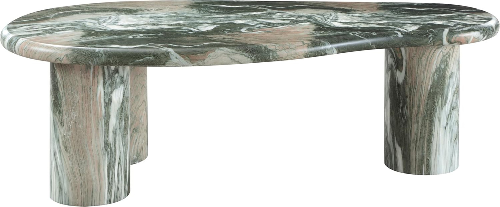 Sassari Art Deco Green Marble Concrete Coffee Table for Indoor/Outdoor Use