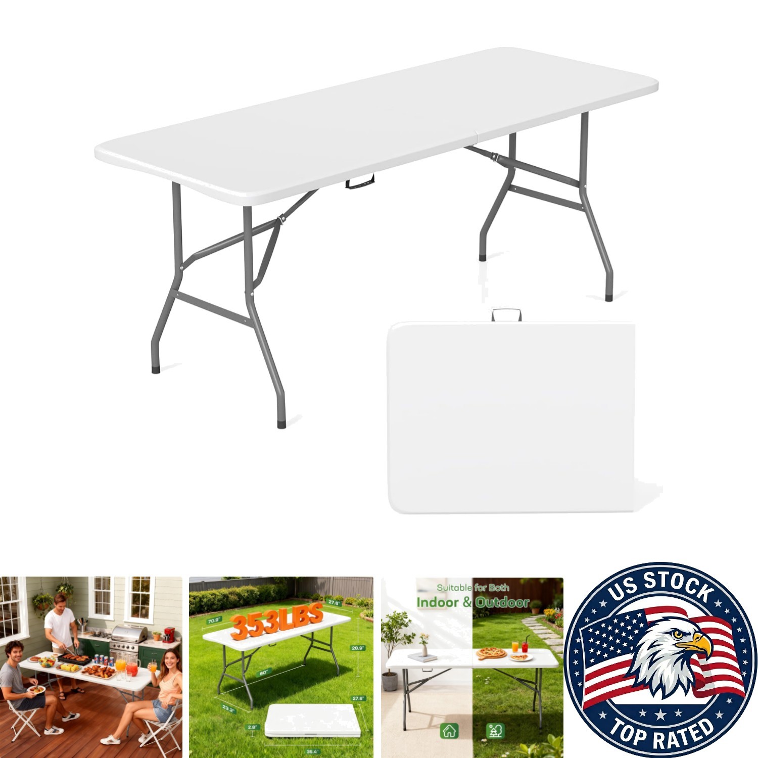 Lightweight 6 Ft Folding Table – Stain-Resistant & Waterproof for All Occasions